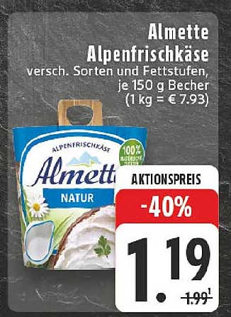 Almette Alpenfrischkäse versch. Sorten und Fettstufen, je 150 g Becher