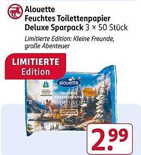 Alouette Feuchtes Toilettenpapier Deluxe Sparpack 3 × 50 Stück