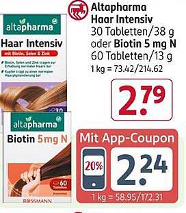 altapharma Haar Intensiv 30 Tabletten/38 g oder Biotin 5 mg N 60 Tabletten/13 g