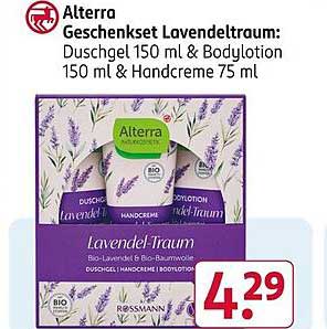 Alterra Geschenkeset Lavendeltraum: Duschgel 150 ml & Bodylotion 150 ml & Handcreme 75 ml