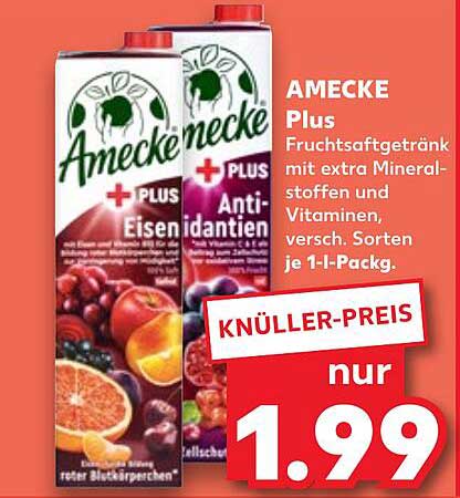 AMECKE Plus Fruchtsaftgetränk mit extra Mineralstoffen und Vitaminen