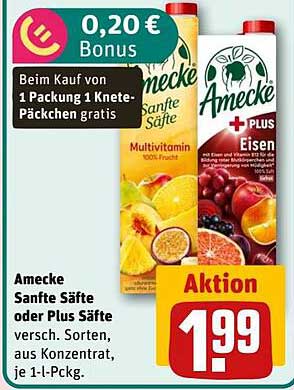 Amecke Sanfte Säfte oder Plus Säfte für nur 1,99 €
