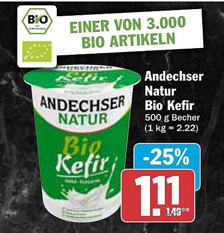 Andechser Natur Bio Kefir 500 g Becher