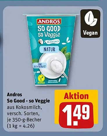 Andros So Good - so Veggie aus Kokosmilch, 350-g-Becher, verschiedene Sorten