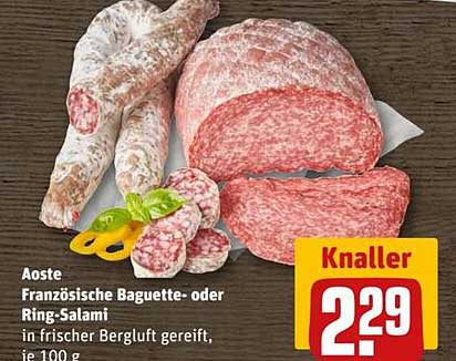 Aoste Französische Baguette- oder Ring-Salami, in frischer Bergluft gereift, je 100 g