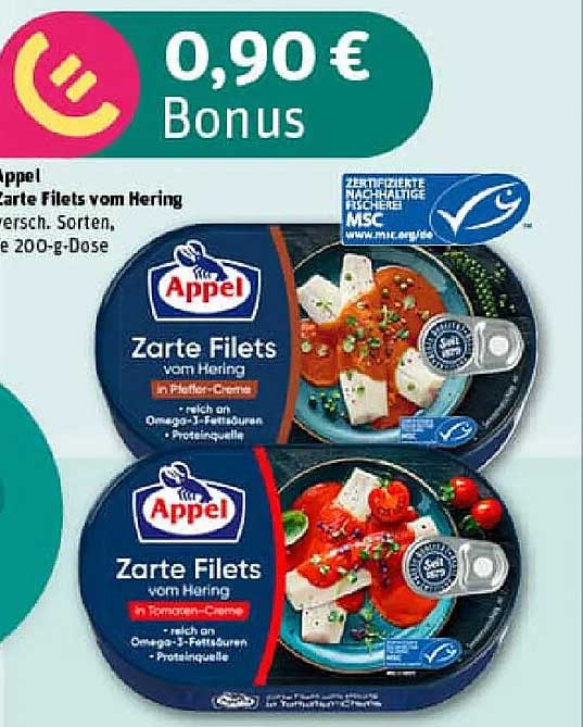 Appel Zarte Filets vom Hering in verschiedenen Sorten, 200-g-Dose