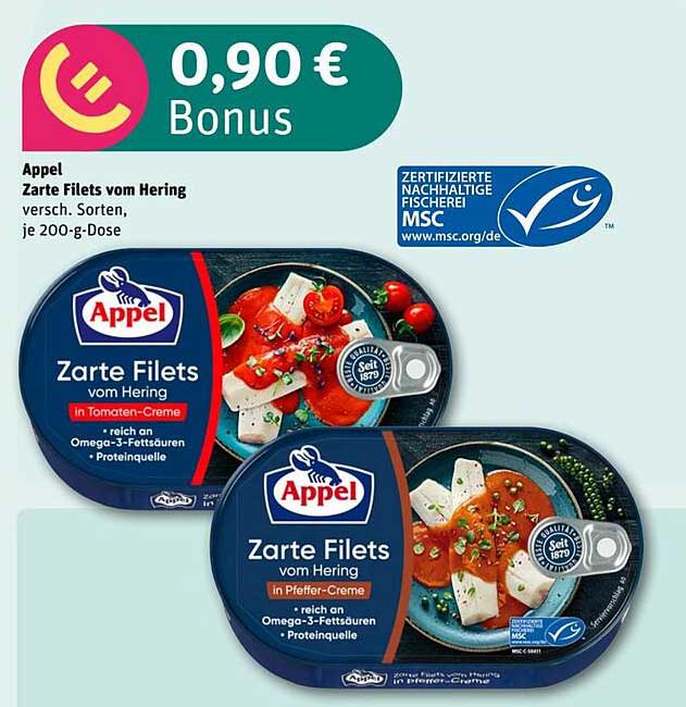 Appel Zarte Filets vom Hering in verschiedenen Sorten, je 200-g-Dose