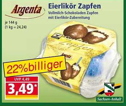 Argenta Eierlikör Zapfen 144 g