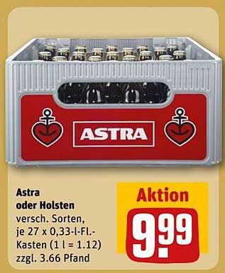 Astra oder Holsten – Kastenbier im Angebot