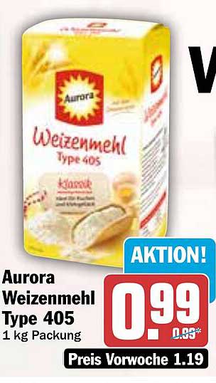 Aurora Weizenmehl Type 405 1 kg Packung
