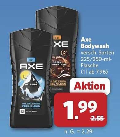 Axe Bodywash 225/250 ml - Verschiedene Sorten