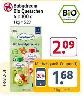 Babytraum Bio Quetschen - BIO Fruchtpüree-Mix 4 x 100 g