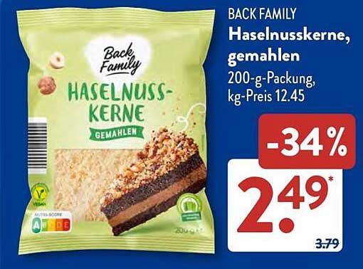 Back Family Haselnusskerne, gemahlen - 200 g