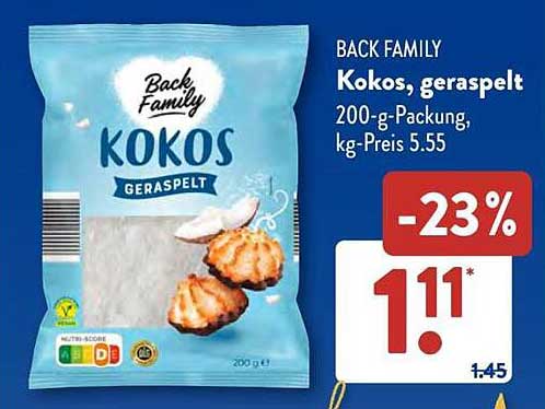 Back Family Kokos, geraspelt 200-g-Packung
