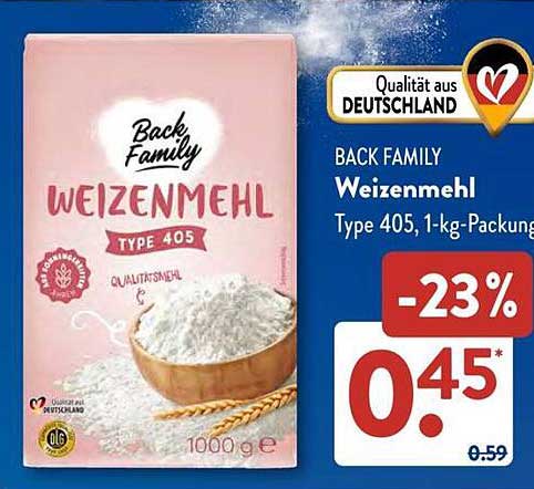 BACK FAMILY Weizenmehl Type 405 1-kg-Packung