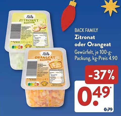 BACK FAMILY Zitronat oder Orangeat, 100 g