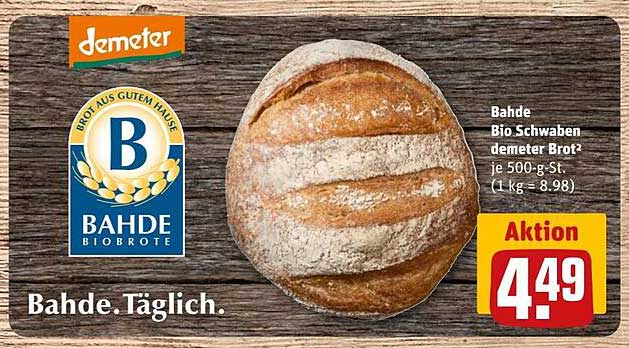 Bahde Bio Schwaben demeter Brot 500 g