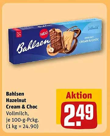 Bahlsen Hazelnut Cream & Choc Vollmilch, je 100-g-Pckg.