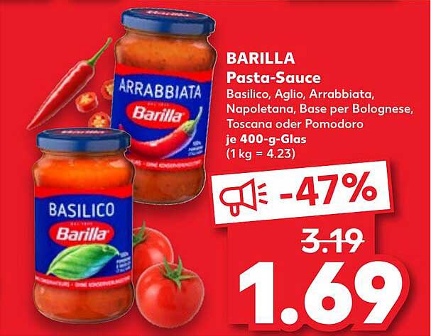 BARILLA Pasta-Sauce - Basilico, Aglio, Arrabbiata, Napoletana, Basis per Bolognese, Toscana oder Pomodoro