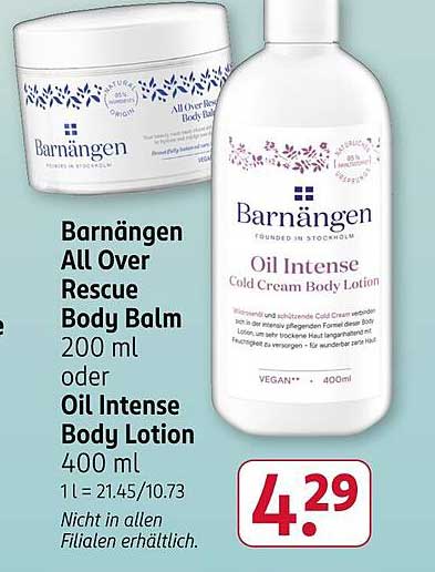 Barnängen All Over Rescue Body Balm 200 ml oder Oil Intense Body Lotion 400 ml