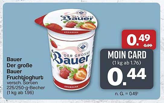 Bauer Der große Bauer Fruchtjoghurt 225/250-g-Becher, verschiedene Sorten
