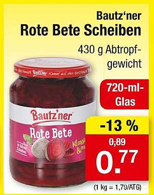 Bautz'ner Rote Bete Scheiben 430 g Abtropfgewicht