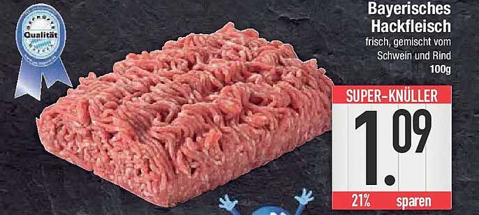 Bayerisches Hackfleisch frisch, gemischt vom Schwein und Rind