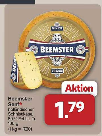 Beemster Senf - holländischer Schnittkäse, 50 % Fett i. Tr.