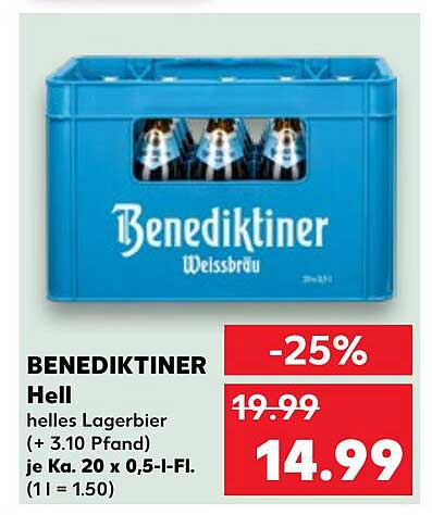 BENEDIKTINER Hell - 25% Rabatt auf helles Lagerbier