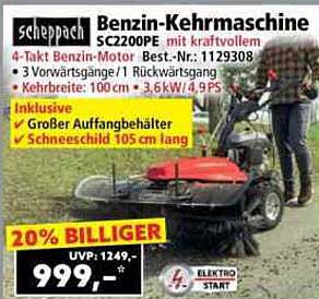 Benzin-Kehrmaschine SC200PE mit kraftvollem 4-Takt Motor
