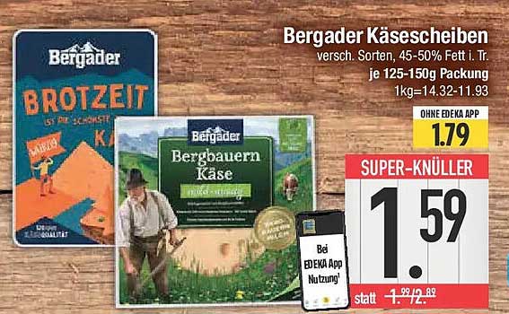 Bergader Käsescheiben, verschiedene Sorten, 125-150g Packung