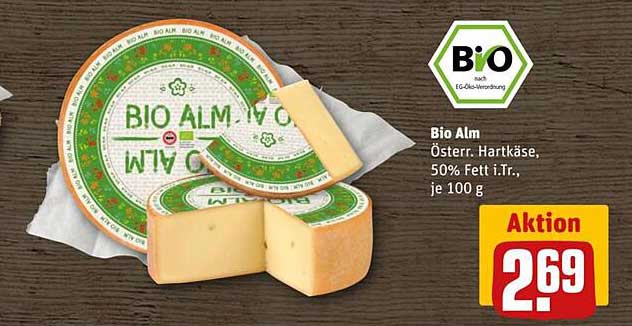 Bio Alm - Österreichischer Hartkäse, 50% Fett i.Tr., je 100 g