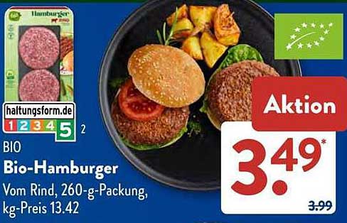 BIO Bio-Hamburger vom Rind, 260-g-Packung