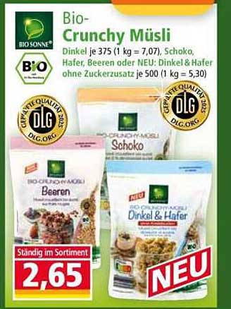 Bio-Crunchy Müsli – Dinkel, Schoko, Beeren und mehr