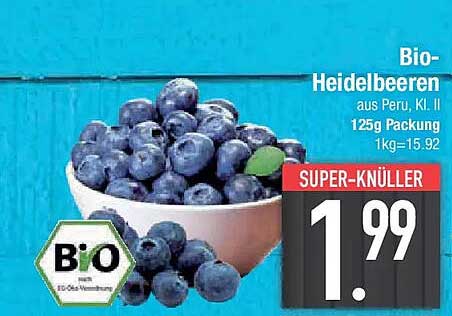 Bio-Heidelbeeren aus Peru, KI. II - 125g Packung