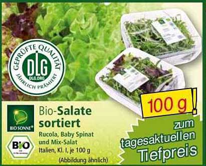 Bio-Salate sortiert - Rucola, Baby Spinat und Mix-Salat