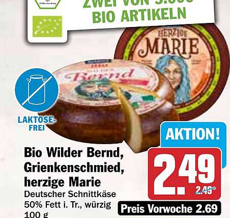 Bio Wilder Bernd, Grienkenschnmied, herzige Marie - Deutscher Schnittkäse, 100 g