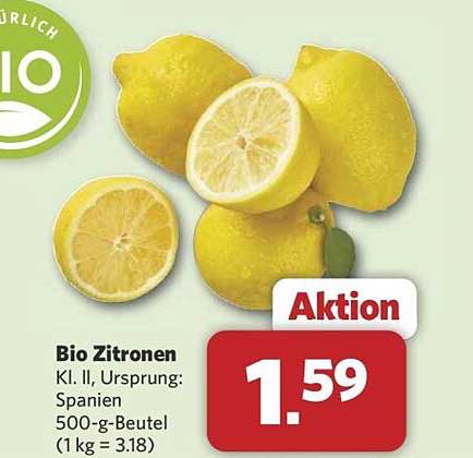 Bio Zitronen - Kl. II, Ursprung: Spanien 500-g-Beutel