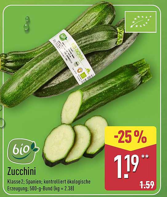 Bio-Zucchini – Klasse 2 aus Spanien - 500-g-Bund