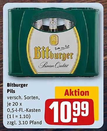 Bitburger Pils, verschiedene Sorten, je 20 x 0,5 l-Fl.-Kasten
