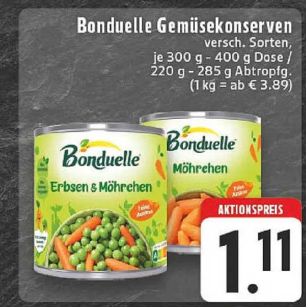 Bonduelle Gemüsekonserven - Erbsen & Möhrchen, 400 g Dose