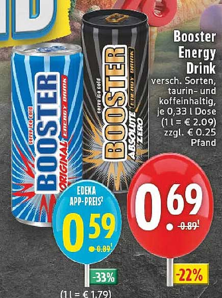 Booster Energy Drink versch. Sorten - jetzt zum Aktionspreis!