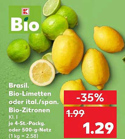 Brasilien Bio-Limetten oder italienische/spanische Bio-Zitronen - 35% Rabatt!
