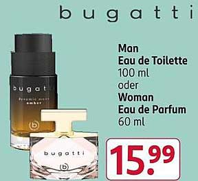 bugatti Man Eau de Toilette 100 ml oder Woman Eau de Parfum 60 ml