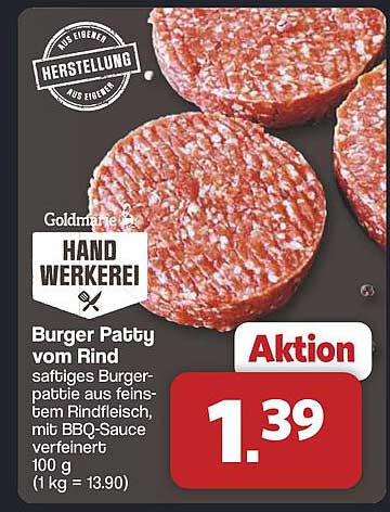 Burger Patty vom Rind – saftiges Burger-Patties aus feinstem Rindfleisch mit BBQ-Sauce verfeinert
