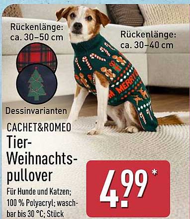 CACHE&ROMEO Tier-Weihnachtspullover für Hunde und Katzen
