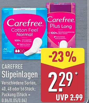 CAREFREE Sliepeinlagen, verschiedene Sorten, 40 oder 56 Stück