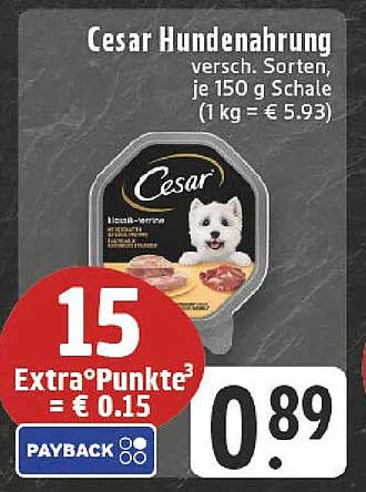 Cesar Hundenahrung - versch. Sorten, je 150 g Schale