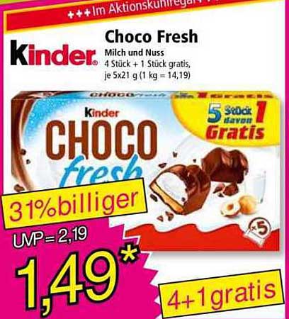 Choco Fresh 4 Stück + 1 Stück gratis