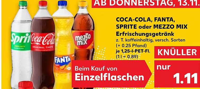 COCA-COLA, FANTA, SPRITE oder MEZZO MIX - Erfrischungsgetränk